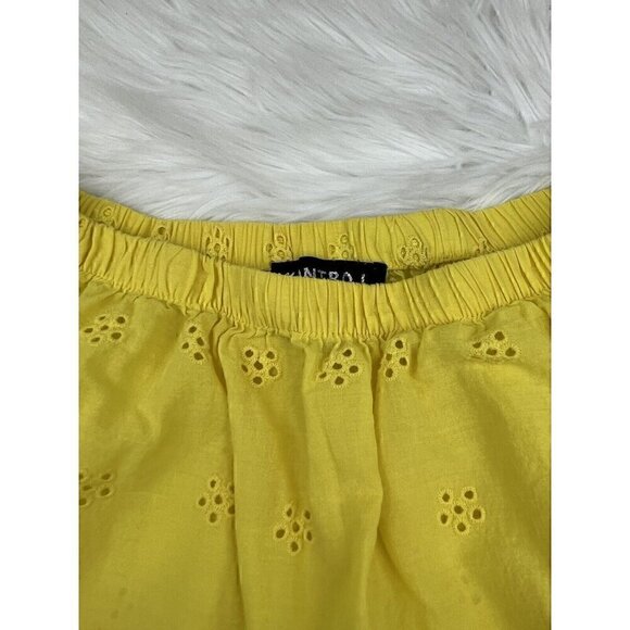 Large KONTROL CONTEMPORARY Eyelet Top Blouse Off the Shoulder Women's Yellow - Picture 6 of 9